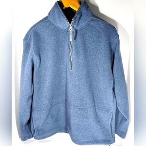 Free Tech size Small Blue Fleece Pullover 3/4 Front Zip Comfort Gym